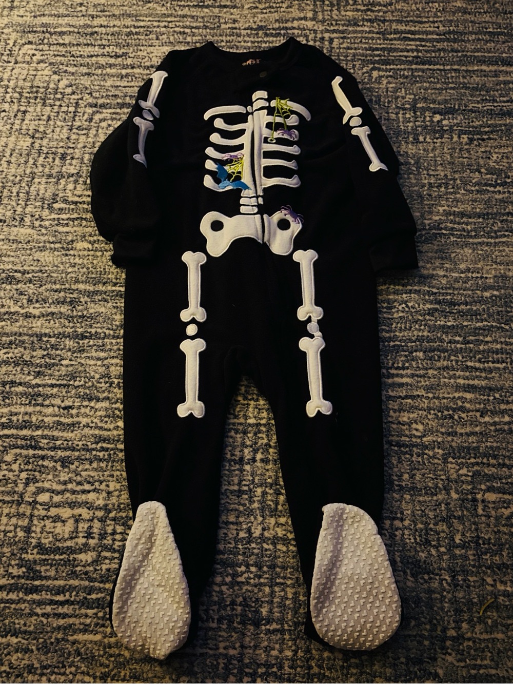 Kids Black Skeleton One-Piece Pajamas - Sz:4